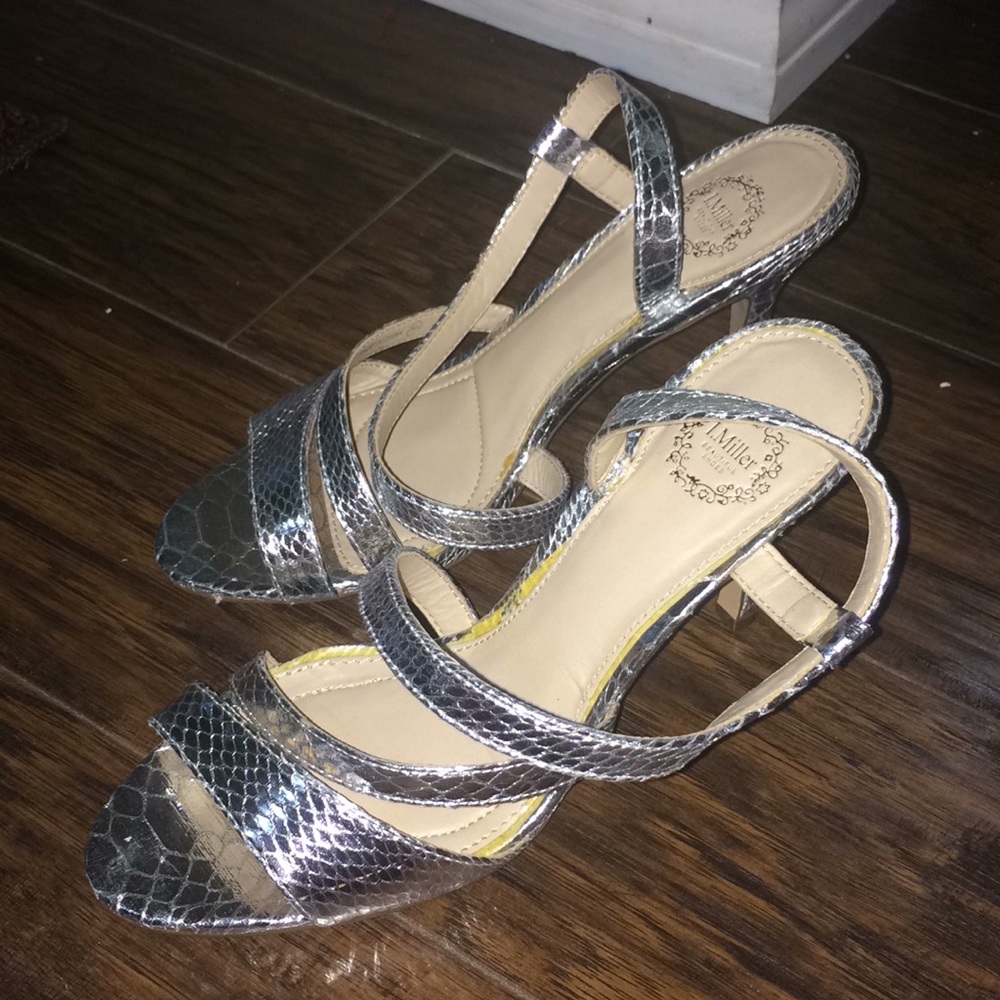 Silver strappy heels